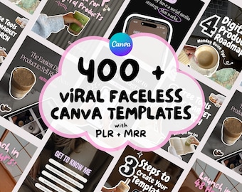 Ensemble de modèles Viral Canva, plus de 400 modèles Instagram Kit réseaux sociaux PLR MRR Carousel Pack