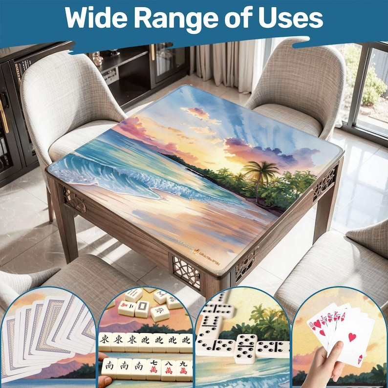 Ocean Sunrise Mahjong Mat 31.5"x31.5" (Ship Rolled up) image 8