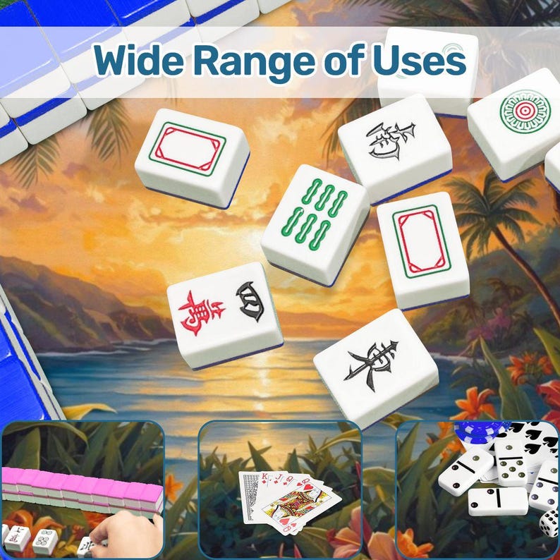 Palms and Blooms Sunset Mahjong Mat 31.5"x31.5" (Ship Rolled up) image 9