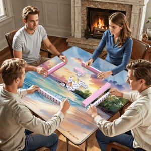 Ocean Sunrise Mahjong Mat 31.5"x31.5" (Ship Rolled up) image 7