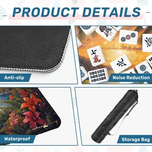 Palms and Blooms Sunset Mahjong Mat 31.5"x31.5" (Ship Rolled up) image 6