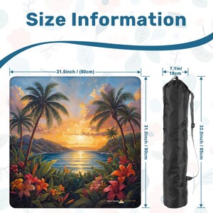 Palms and Blooms Sunset Mahjong Mat 31.5"x31.5" (Ship Rolled up) image 3