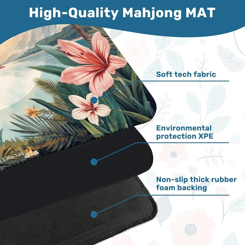 Palms and Blooms Mahjong Mat 31.5"x31.5" (Ship Rolled up) Bild 4