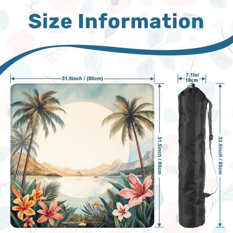 Palms and Blooms Mahjong Mat 31.5"x31.5" (Ship Rolled up) Bild 3