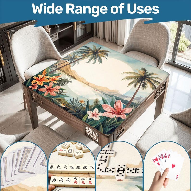Palms and Blooms Mahjong Mat 31.5"x31.5" (Ship Rolled up) Bild 7