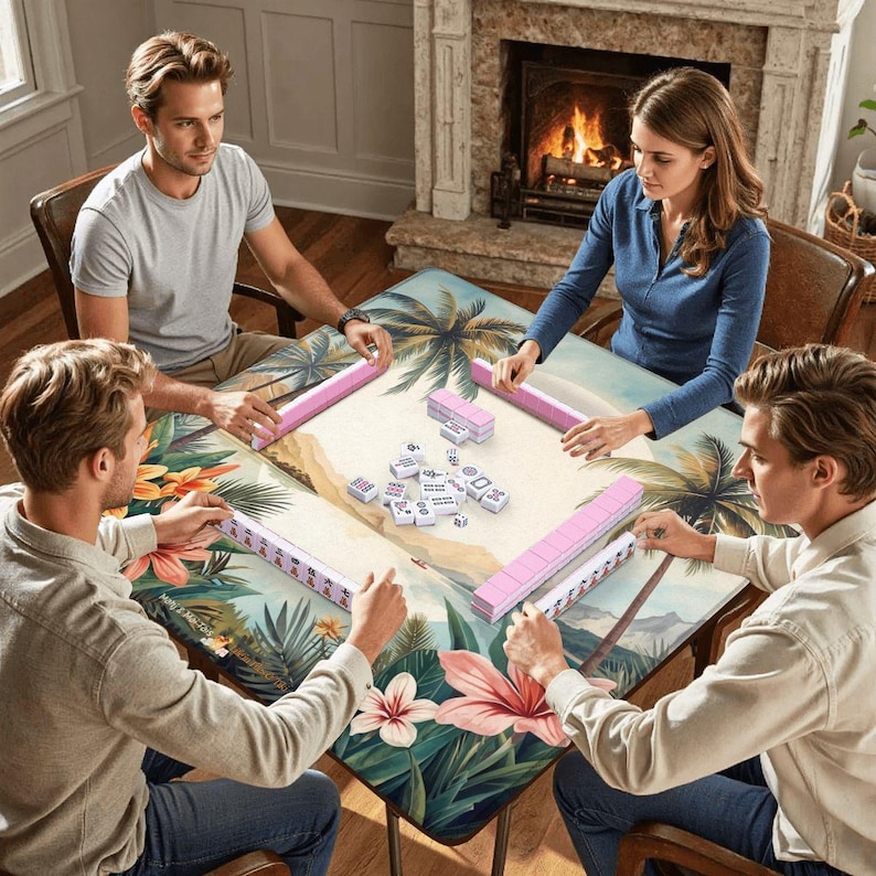 Palms and Blooms Mahjong Mat 31.5"x31.5" (Ship Rolled up) Bild 6