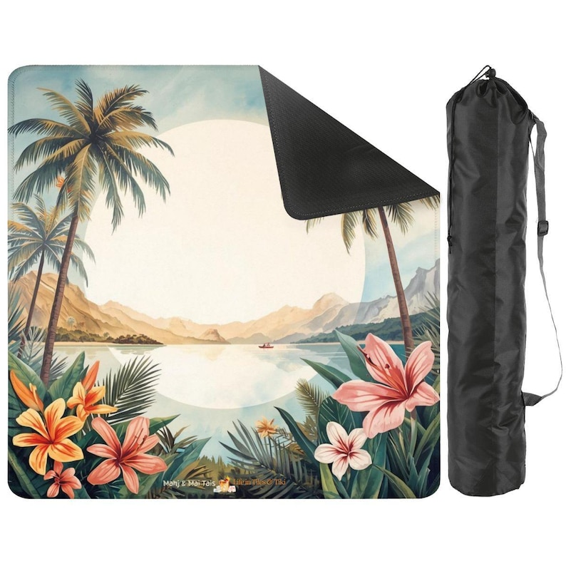 Palms and Blooms Mahjong Mat 31.5"x31.5" (Ship Rolled up) Bild 2