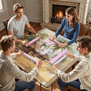 Tiki Shores Mahjong Mat 31.5"x31.5" (Ship Rolled up) image 6