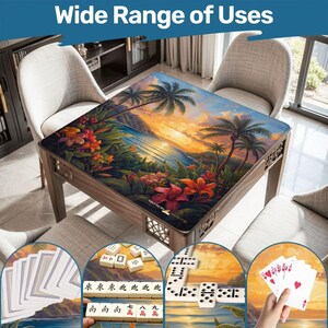 Palms and Blooms Sunset Mahjong Mat 31.5"x31.5" (Ship Rolled up) image 8