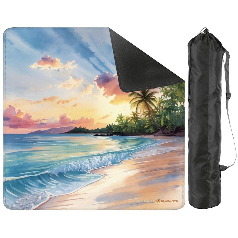 Ocean Sunrise Mahjong Mat 31.5"x31.5" (Ship Rolled up) image 2