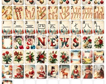 Vintage Christmas-  Mahjong Tile Label Stickers