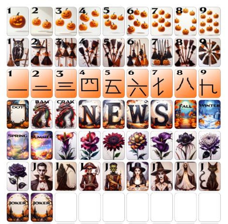 Spooky Halloween- Mahjong Tile Label Stickers image 1