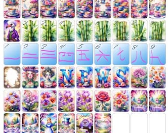 Enchanted Tea Time-  Mahjong Tile Label Stickers