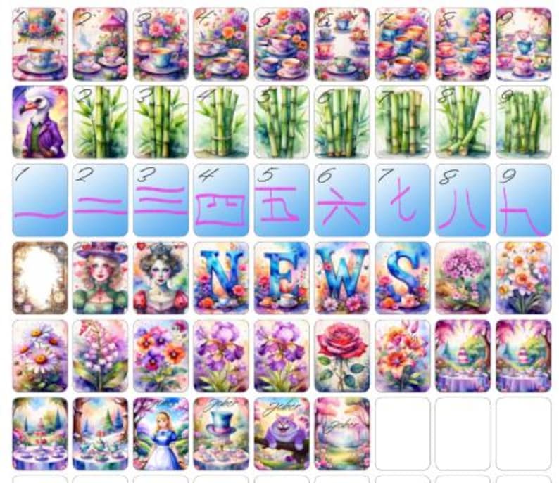 Enchanted Tea Time- Mahjong Tile Label Stickers image 1
