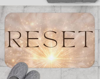 Golden Sunburst Clouds Bath Mat | Plush Memory Foam Rug (Non-Slip)