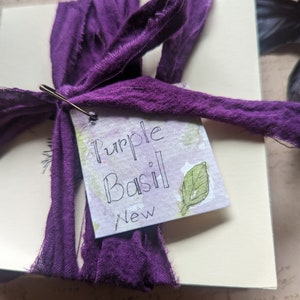 Purple basil hand dyed cotton distressed ribbon-24 yards