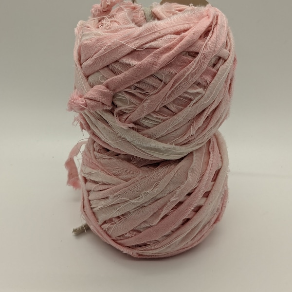 Blush pink  cotton distressed ribbon 24 yards