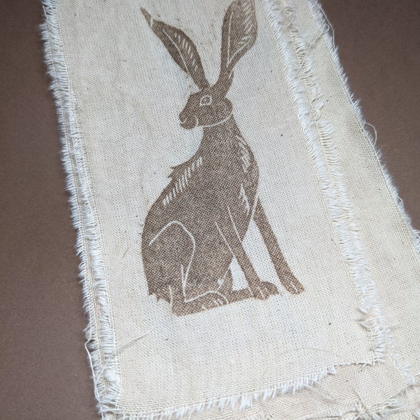Tea stained fabric vintage style hare  set of 3
