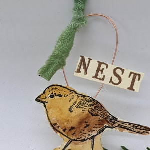 Paper birds on copper wire  -Set of 3
