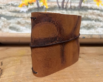 Mini leather Journal - tan with A K brand