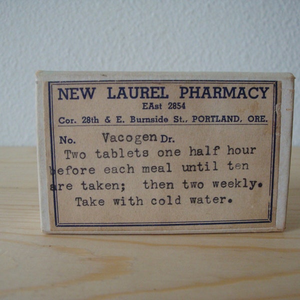 Vintage Pharmacy Prescription Medicine Box