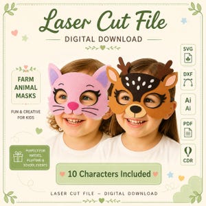 Bauernhof-Tiermasken-Set | Bastelset, Schultheater (Digitale Dateien)