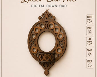 Laser Cut Candle Holder Template: Wall Stand Design for DIY Decor