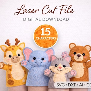 フェルト人形動物セット：15種類のキャラクターのDIYパターン