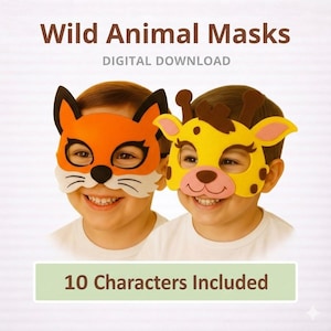 Wild Animal Masks - 10 Jungle Faces for Kids Crafts