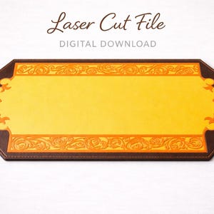Leather Table Runner with Rose Laser Cut Design, Floral Pattern SVG  for Laser Machine