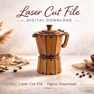 Coffee Lover Moka Pot Puzzle, Wood Laser Cut (SVG DXF PDF Files)