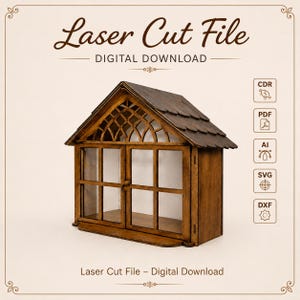 Archivo cortado a láser para gabinete de sombras de minicasa / Exhibidor de pared de madera SVG (descarga digital)