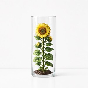 UV Printed Vase Sunflower Decor, Textured Vase, Rustic Country Decor, Sunflower Gift, Floral Gift, Gift for Her
