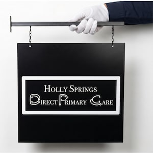 Benutzerdefiniertes rechteckiges Metallblatt-Zeichen, doppelseitiges hängendes Geschäftslogo-Zeichen