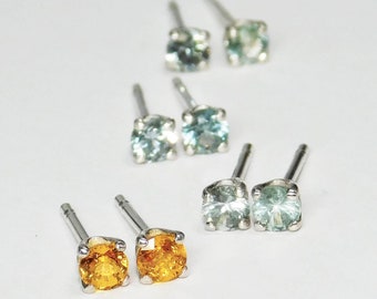 Montana Sapphire Stud Earrings in Sterling Silver, Choice