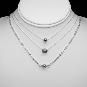 Meteorite Bead Necklaces in Silver - Choice