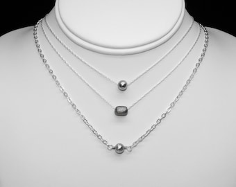 Meteorite Bead Necklaces in Silver - Choice