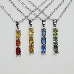Montana, Three Stone, Sapphire Pendants in Silver, Choice