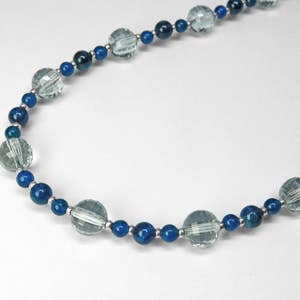 Natural Swiss Blue Topaz and Blue Apatite Necklace in Silver 15.5in length image 2