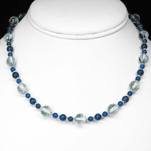 Natural Swiss Blue Topaz and Blue Apatite Necklace in Silver 15.5in length image 1