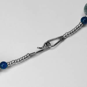 Natural Swiss Blue Topaz and Blue Apatite Necklace in Silver 15.5in length image 3