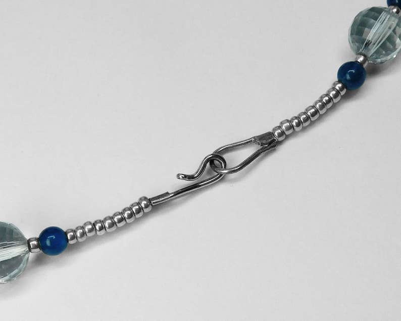 Natural Swiss Blue Topaz and Blue Apatite Necklace in Silver 15.5in length image 3