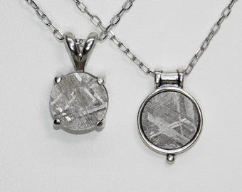 Gibeon and Muonionalusta Meteorite Pendants in Silver, Choice