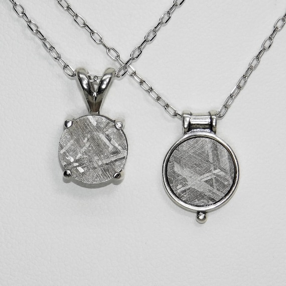 Gibeon and Muonionalusta Meteorite Pendants in Silver, Choice