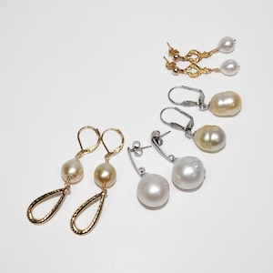 South Sea Pearl Earrings in Silver and Gold, Choice