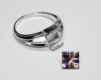 Ametrine Ring in Silver, 6.9 x 6.9 mm