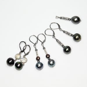 Tahitian Pearl Earrings and Pendant in Silver, Choice