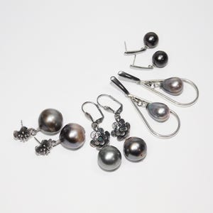 Tahitian Pearl Earrings in Silver, Choice