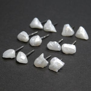Rare, American Tennessee River Pearl Stud Earrings, Sterling Silver and Yellow Gold-Filled, Choice