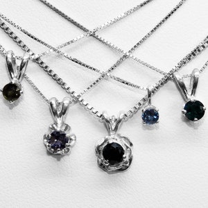 Color Changing Blue Garnet Pendants in Silver, Choice